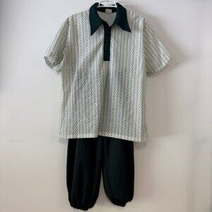 Golf Outfit - Vintage Encino 70s 80s Green & White Polo Shirt & Costume Knickers